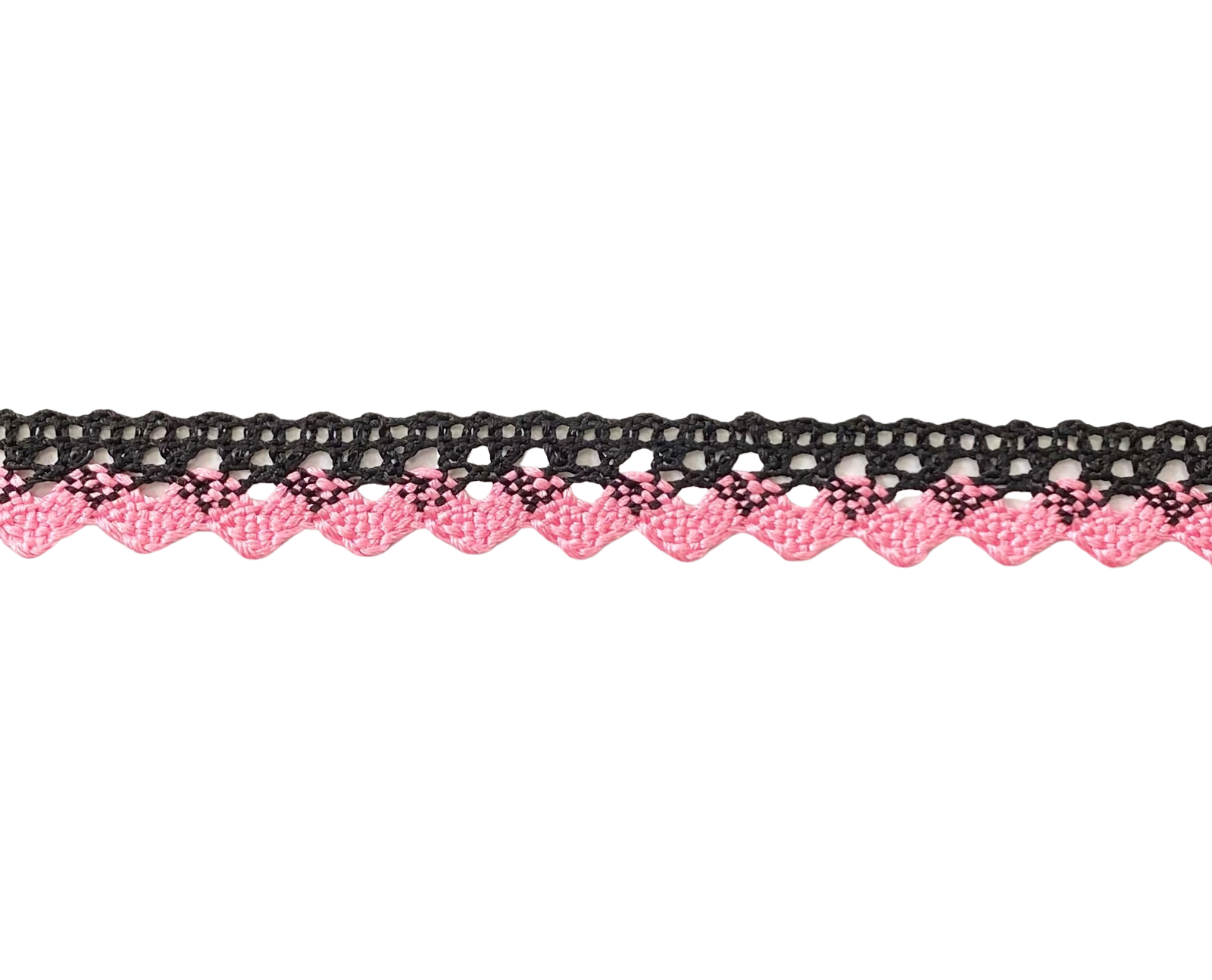 LACE TRIMMINGS;25MTR (5807/DOUBLE COL) - BLK/PINK