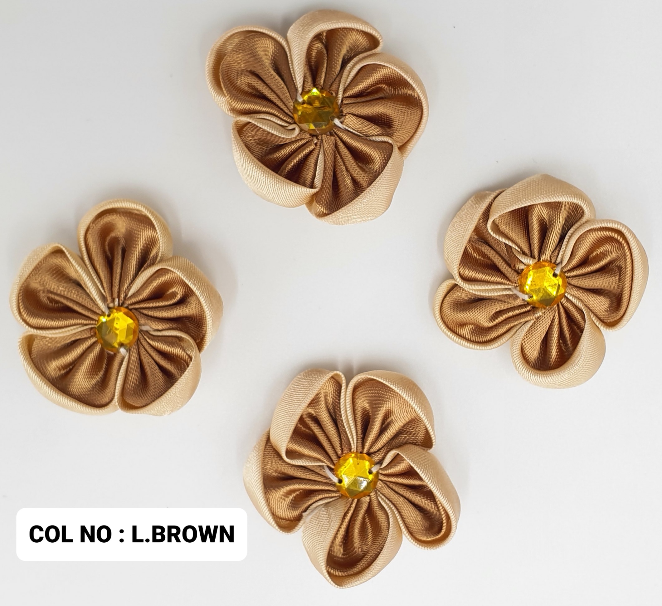 RIBBON FLOWER:20PC/PKT (1-440) - L.BROWN