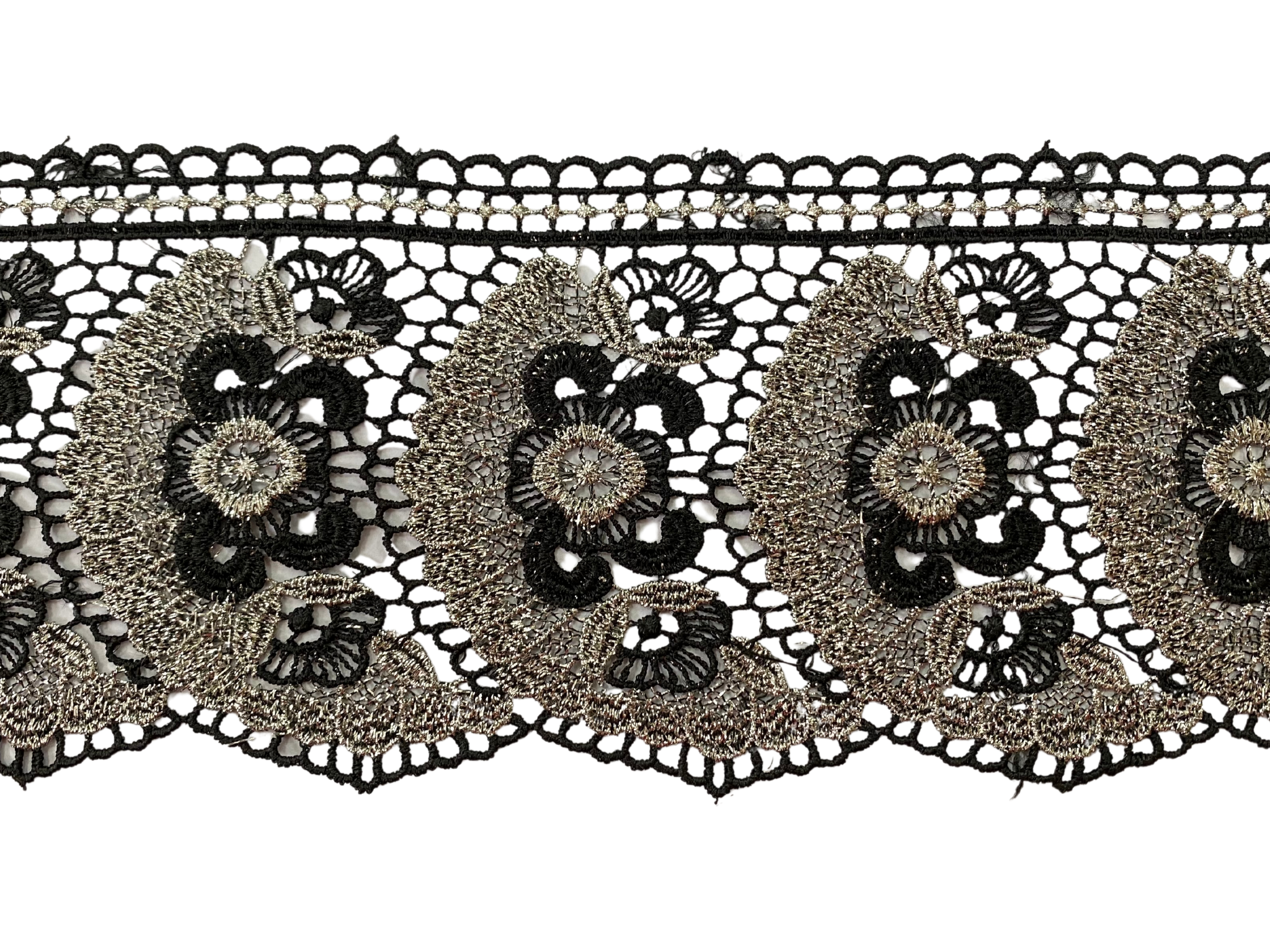 CH.LACE W/JP YARN:6.88CM:13.7M (MS60-1025) - BLACK/SILVER