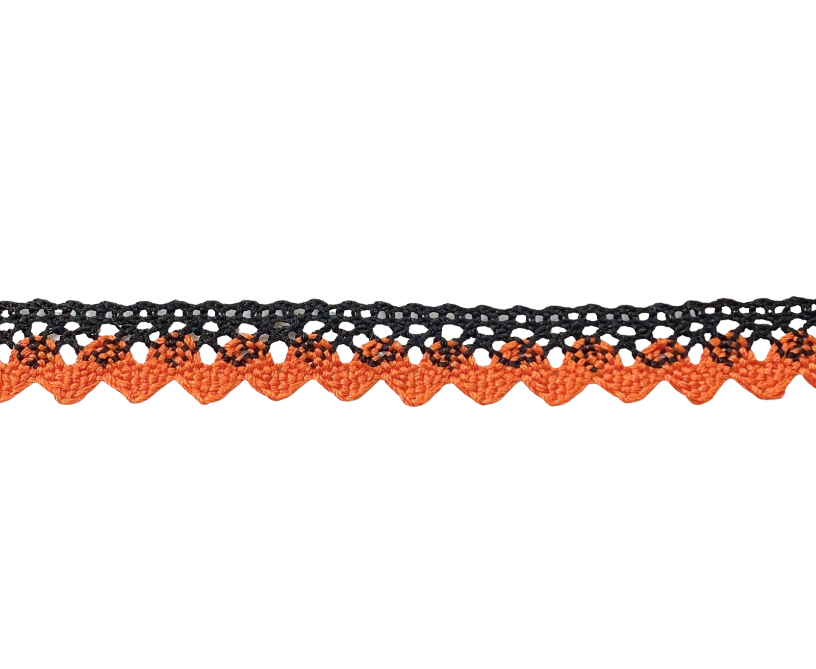 LACE TRIMMINGS;25MTR (5807/DOUBLE COL) - BLK/ORANGE