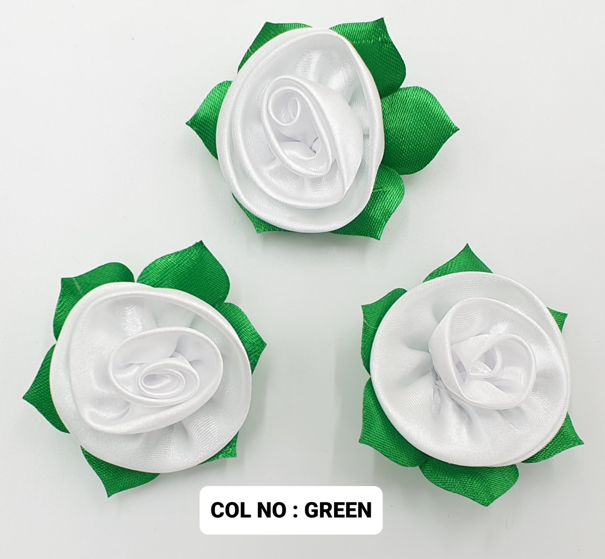 RIBBON FLOWER:20PC/PKT (1-320) - Green