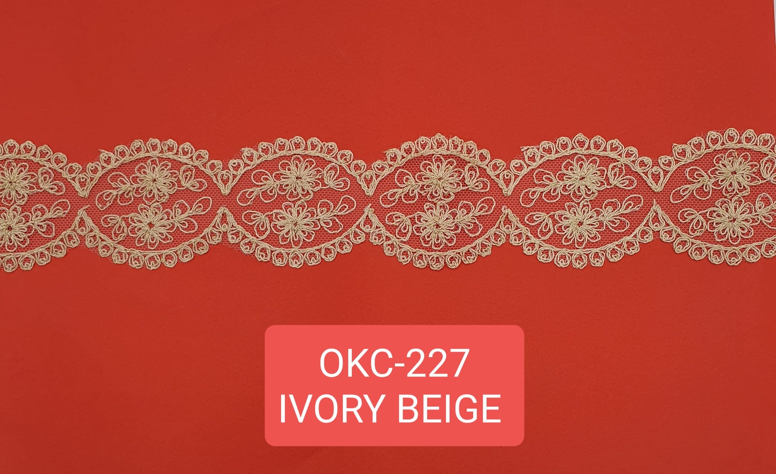 TULLE EMB.LACE (OKC-227) - IVORY/DK.BEIGE