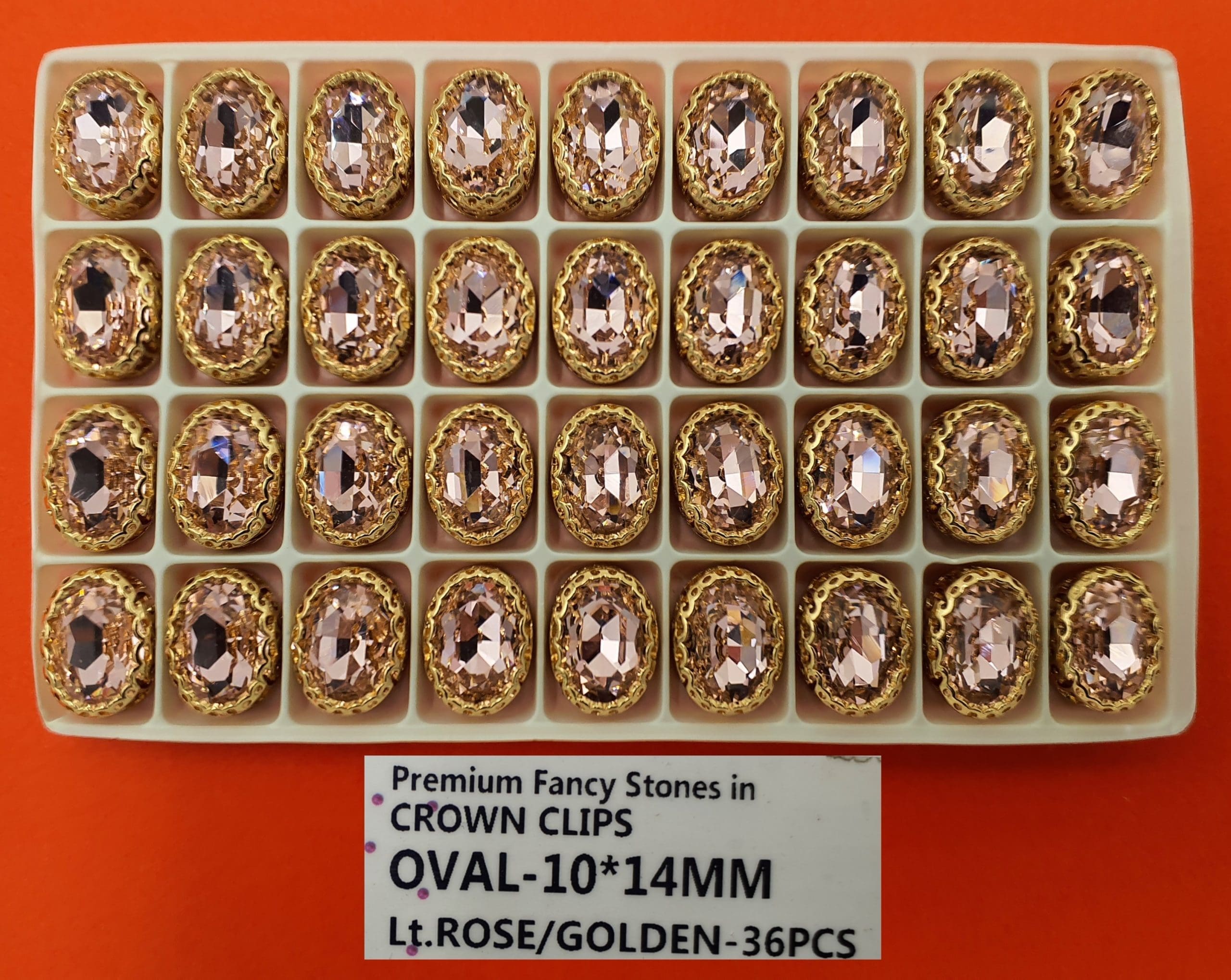 CRYSTAL STONES:36PC (OVAL-10X14) - LT.ROSE