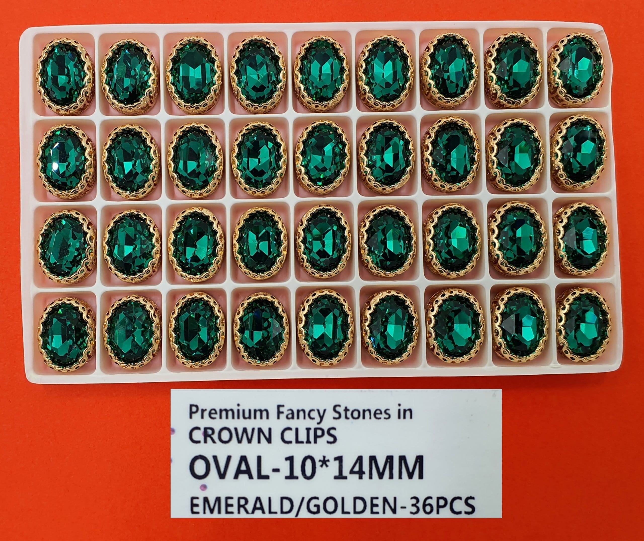 CRYSTAL STONES:36PC (OVAL-10X14) - Emerald