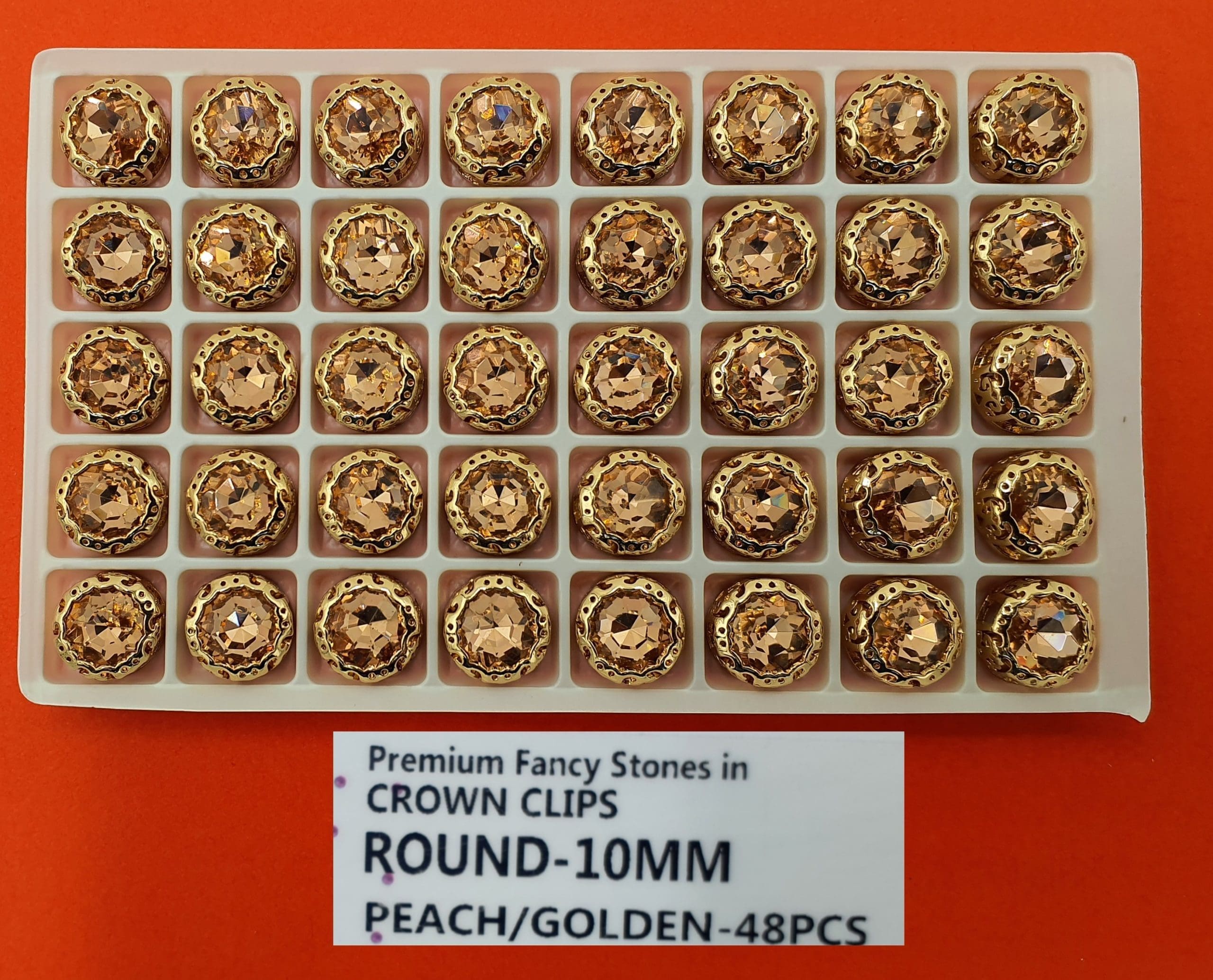 FANCY STONES;48PCS/BOX (ROUND-10MM/48) - PEACH