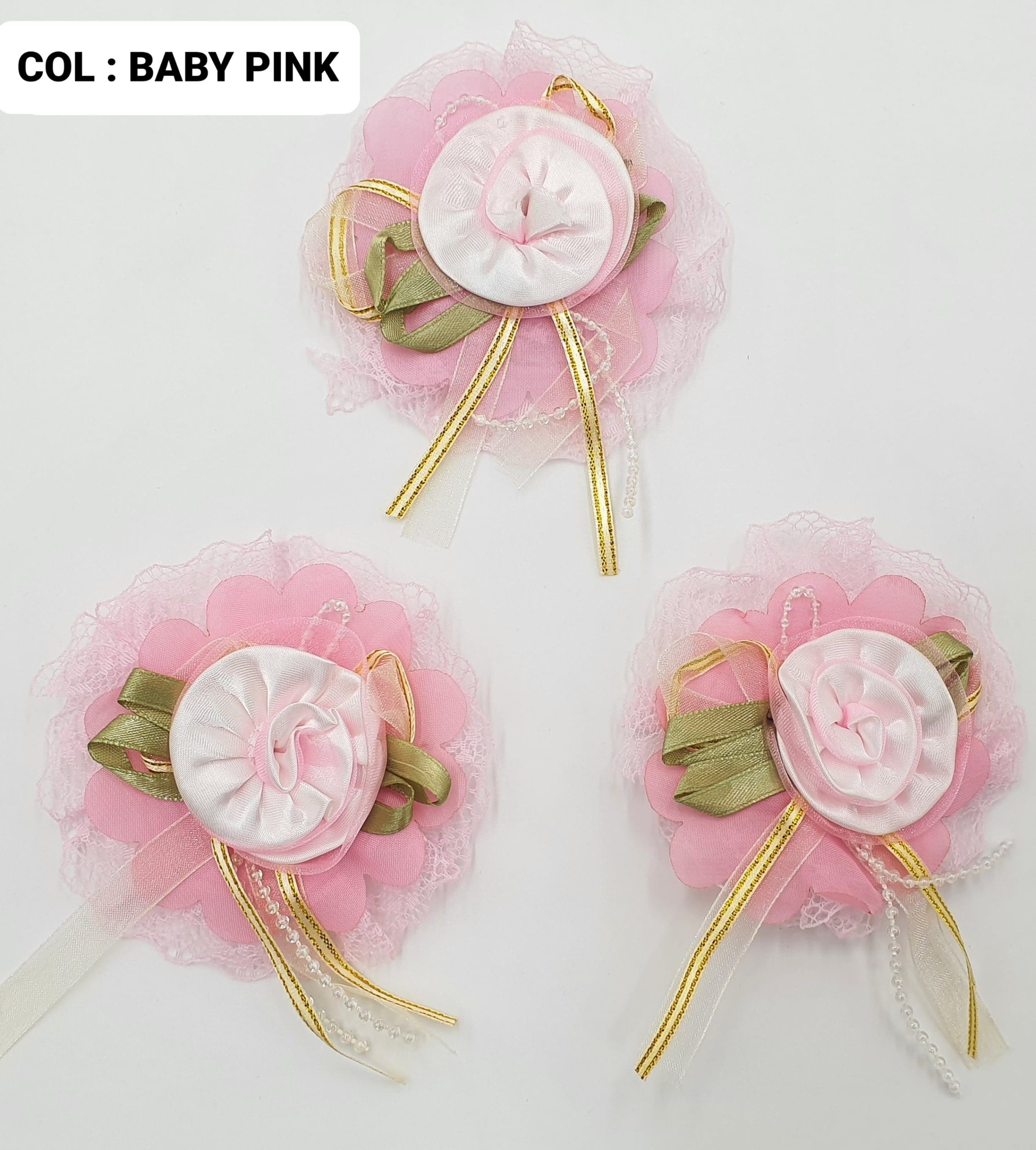 RIBBON FLOWER:10PC/PKT (130708) - BABY PINK