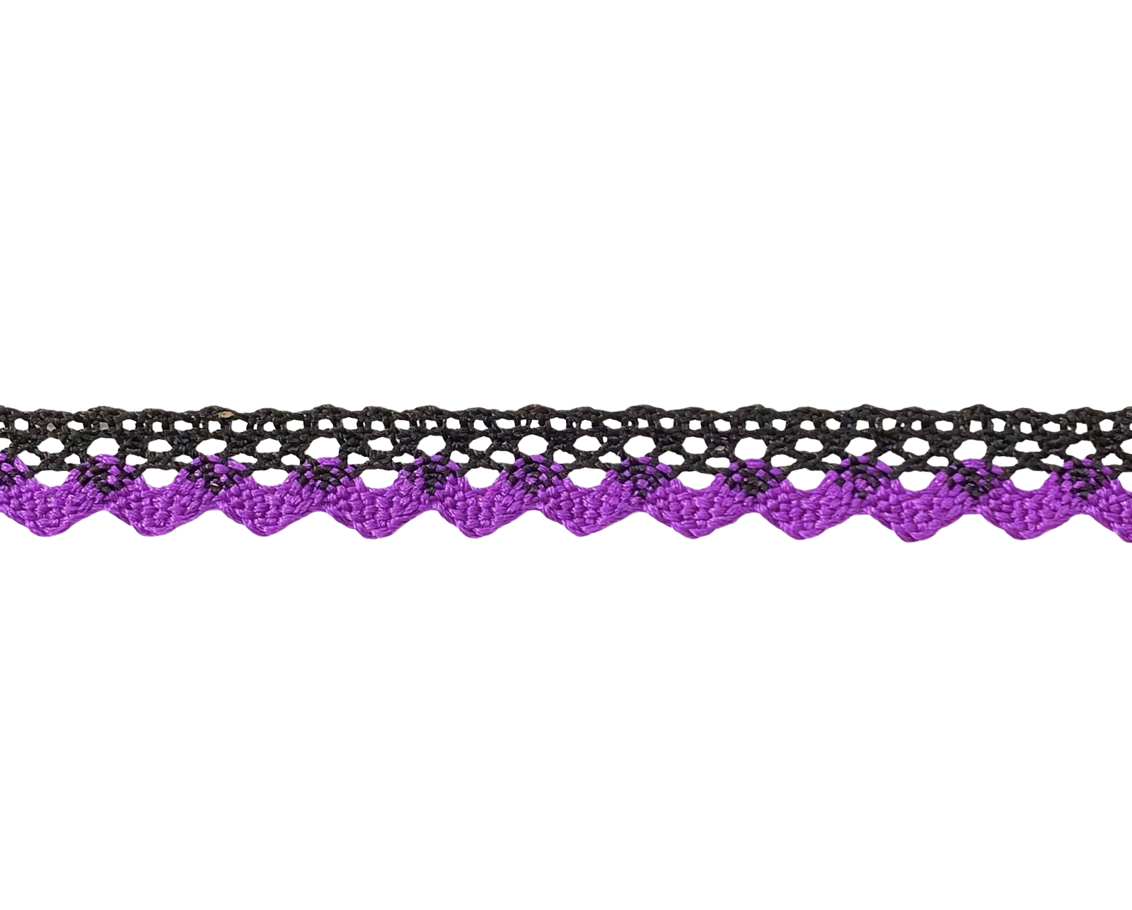 LACE TRIMMINGS;25MTR (5807/DOUBLE COL) - BLK/PURPLE