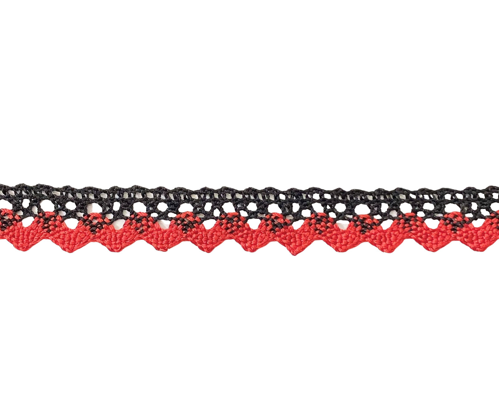 LACE TRIMMINGS;25MTR (5807/DOUBLE COL) - BLK/RED