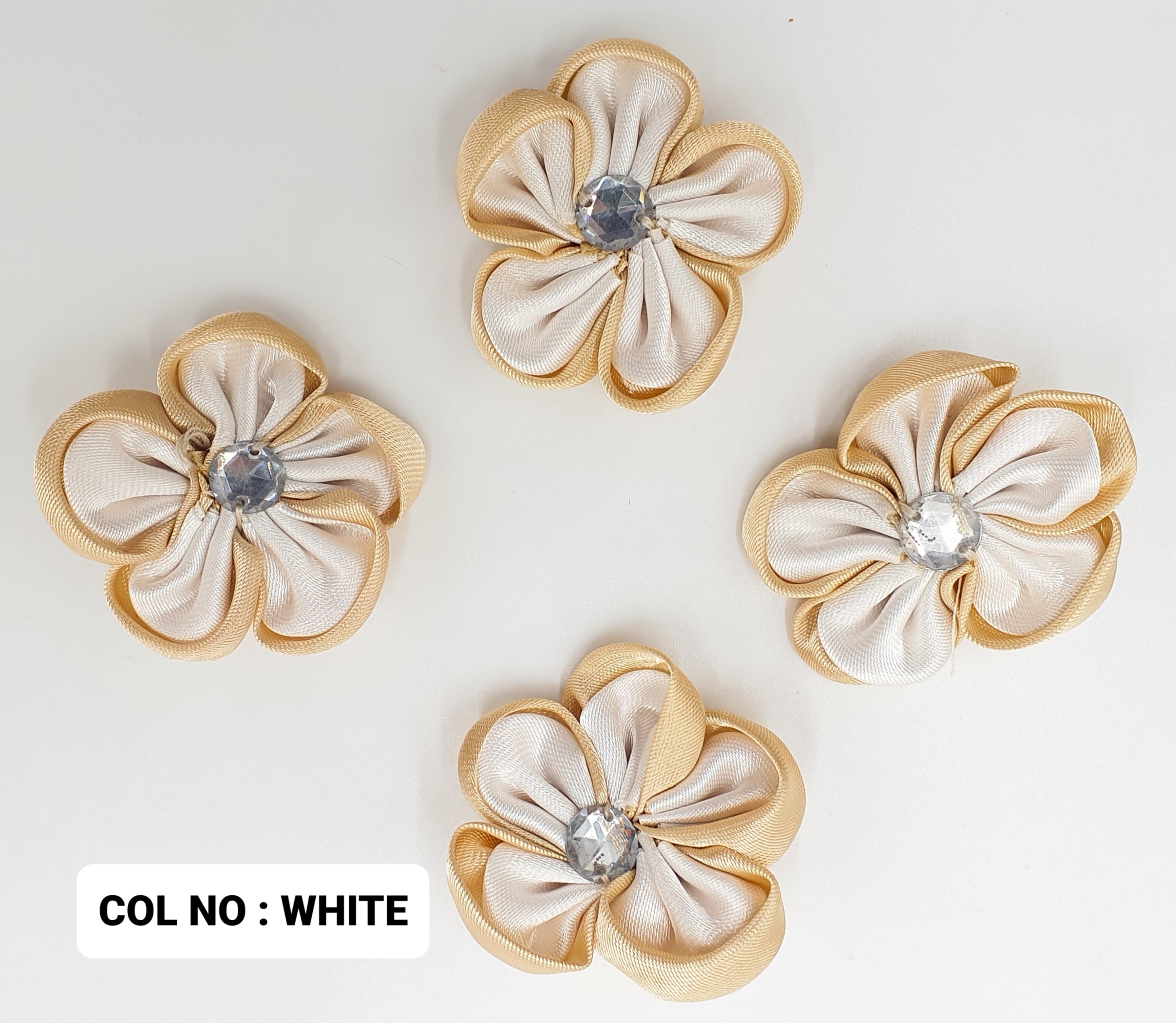 RIBBON FLOWER:20PC/PKT (1-440) - White