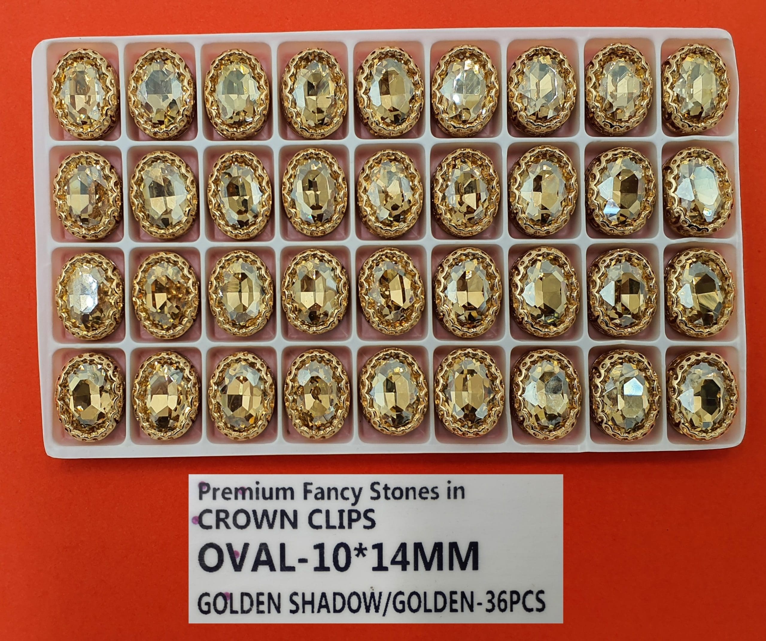 CRYSTAL STONES:36PC (OVAL-10X14) - Gold