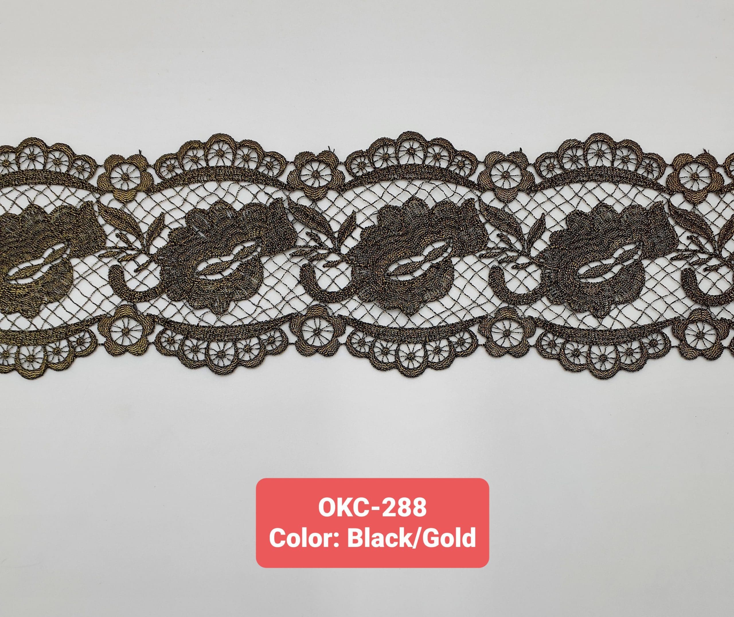 EMBROIDERY LACE (OKC-288) - BLACK/GOLD