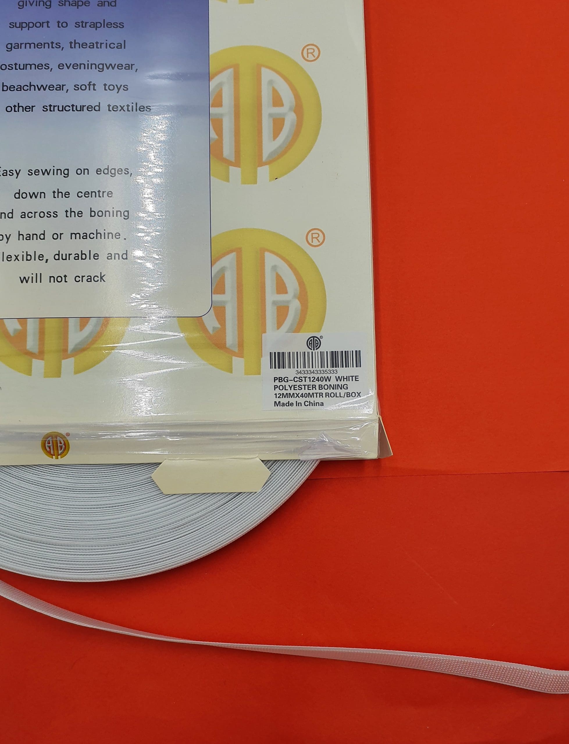 POLYSTER BONING:40MTR:12MM (PBG-CST1240) - 12MM/WHITE