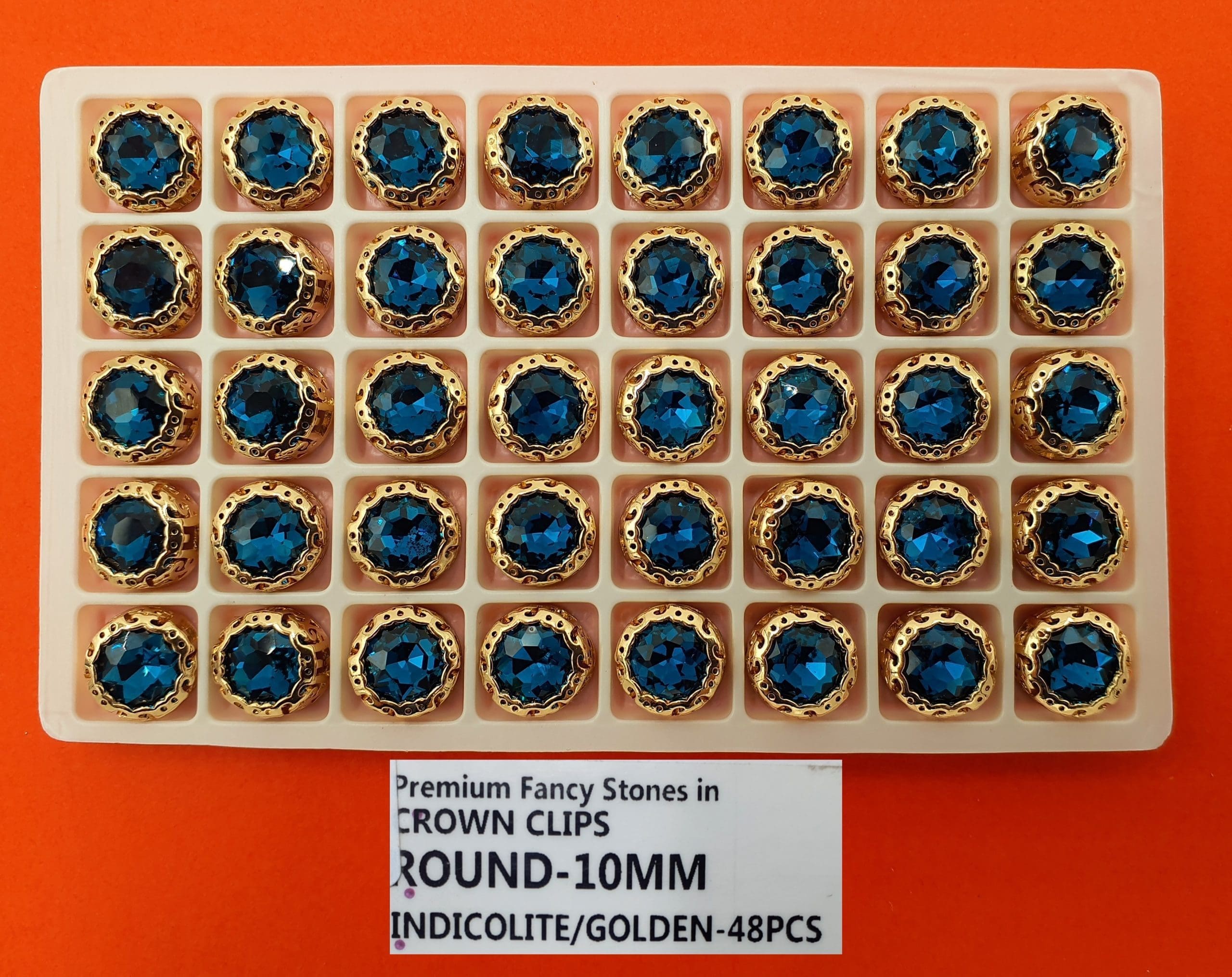 FANCY STONES;48PCS/BOX (ROUND-10MM/48) - INDICOLITE