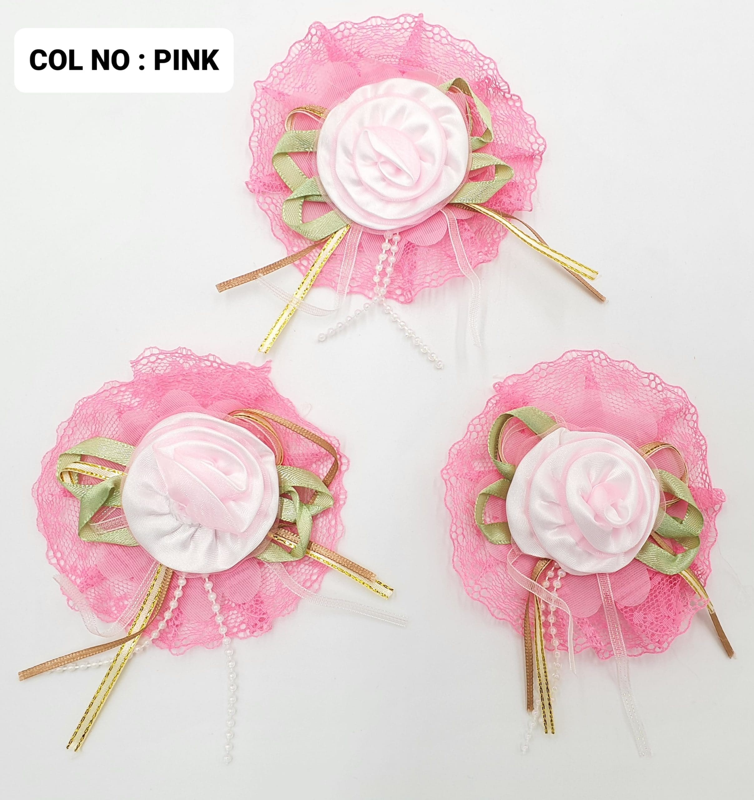 RIBBON FLOWER:10PC/PKT (130708) - Pink