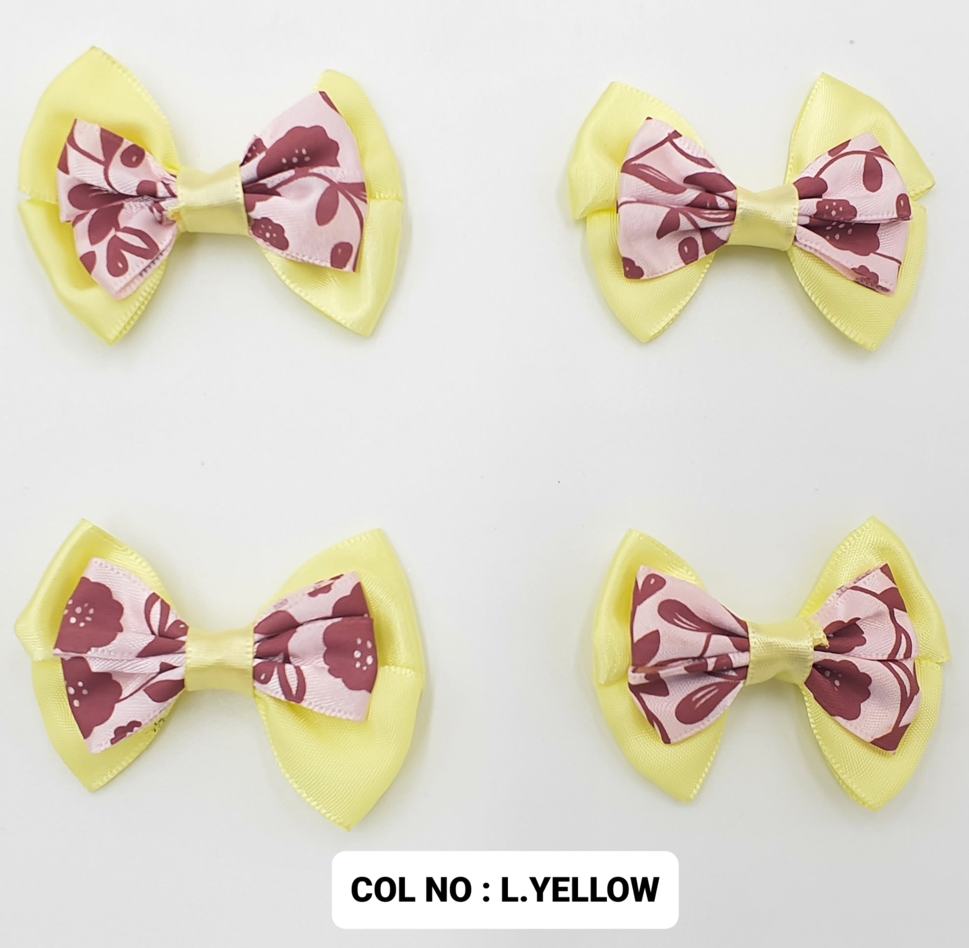 RIBBON FLOWER:20PC/PKT (1-507) - L.YELLOW