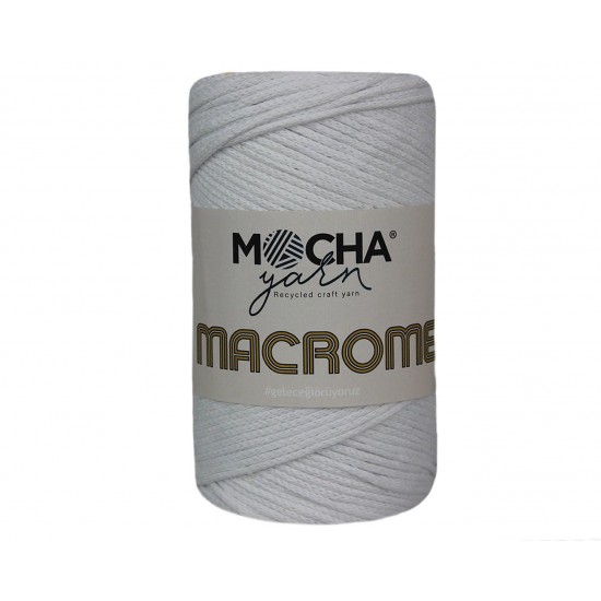 COT/POL YARN:250GR (180MTR) (MOCHA/MACROME) - MAC001(WHITE)