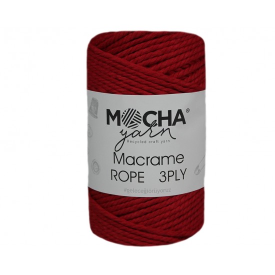 MACRAME ROPE:3PLY:250GRM~40MTR (MOCHA/ROPE) - Red