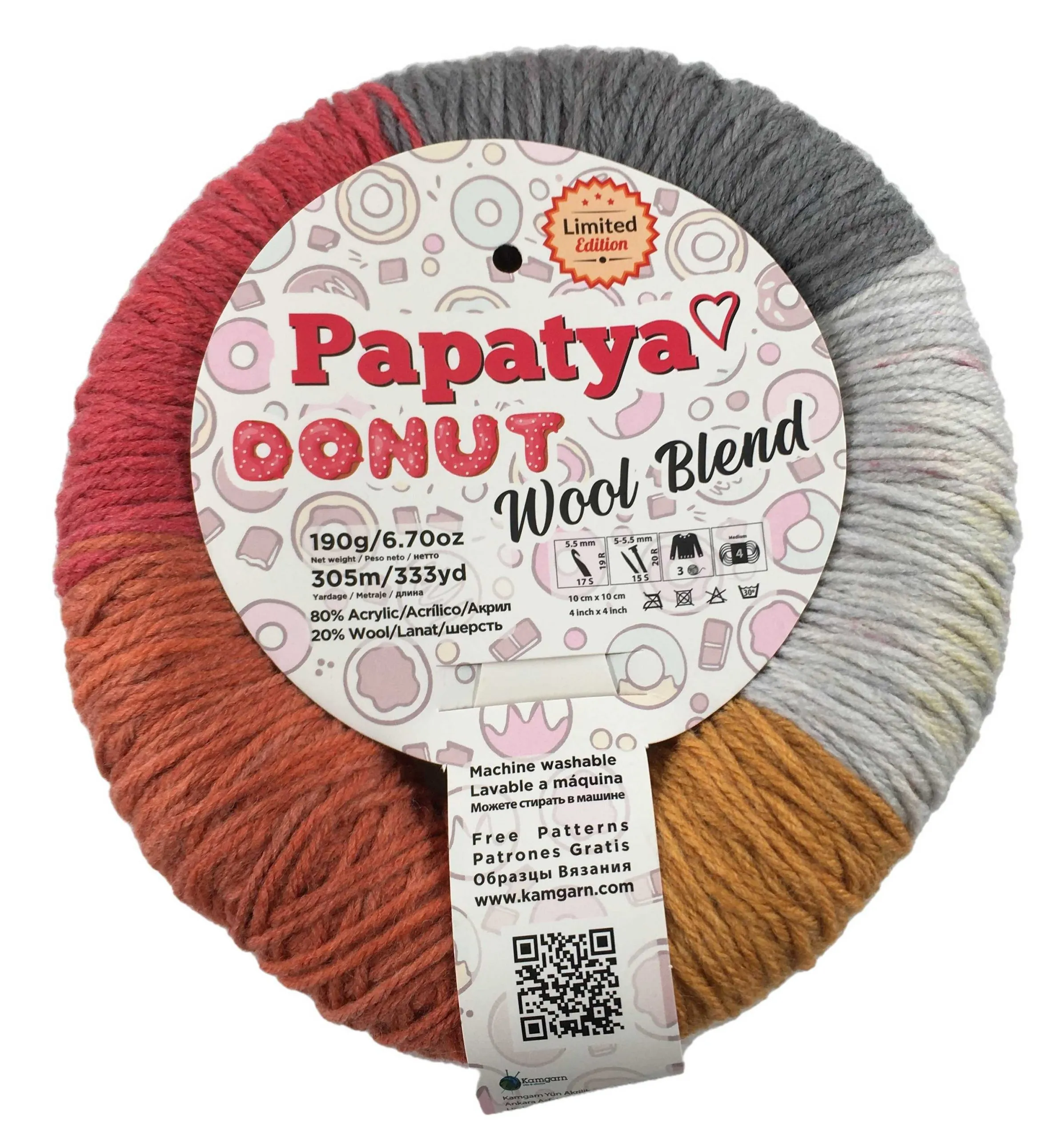 ACRY.YARNS:190Gx4PC(760GRM) (PAPATYA/DONUT-WOOL B) - 1001