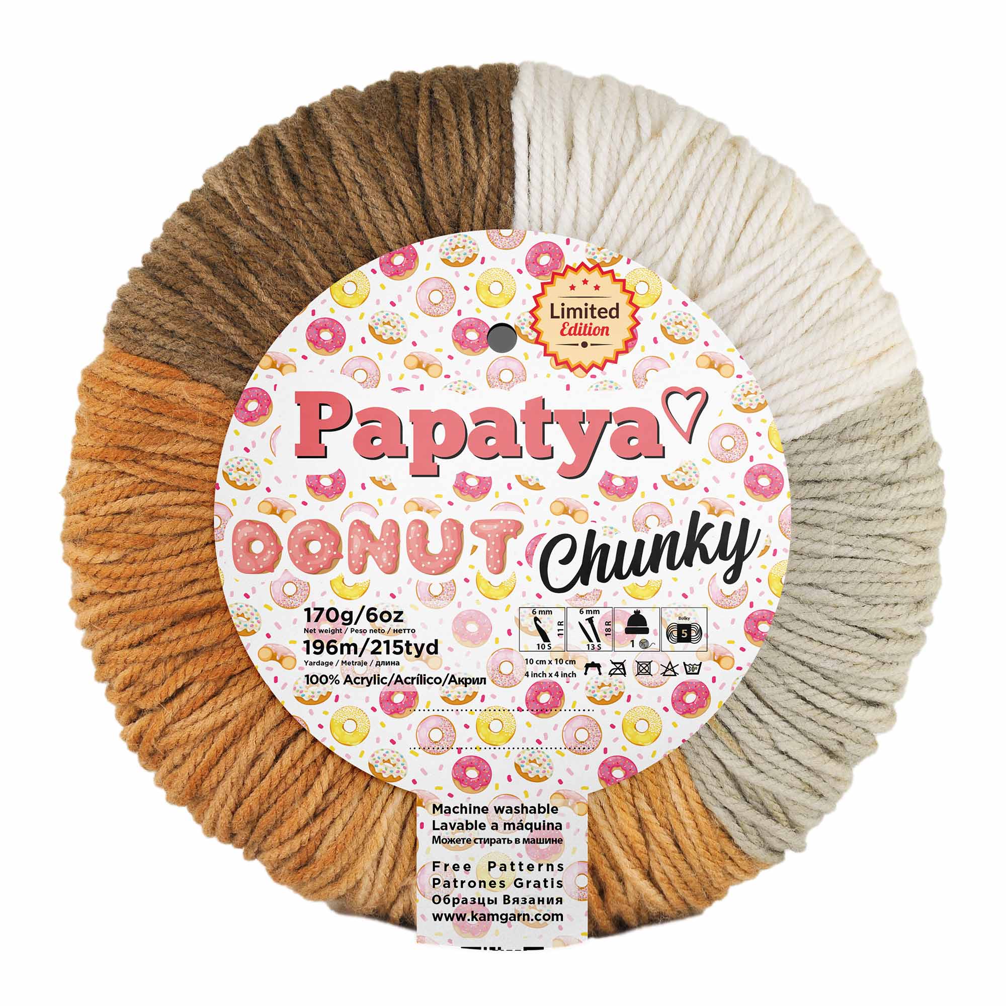 ACRY.YARNS:170Gx3PC(510GRM) (PAPATYA/DONUT-CHUNKY) - 2