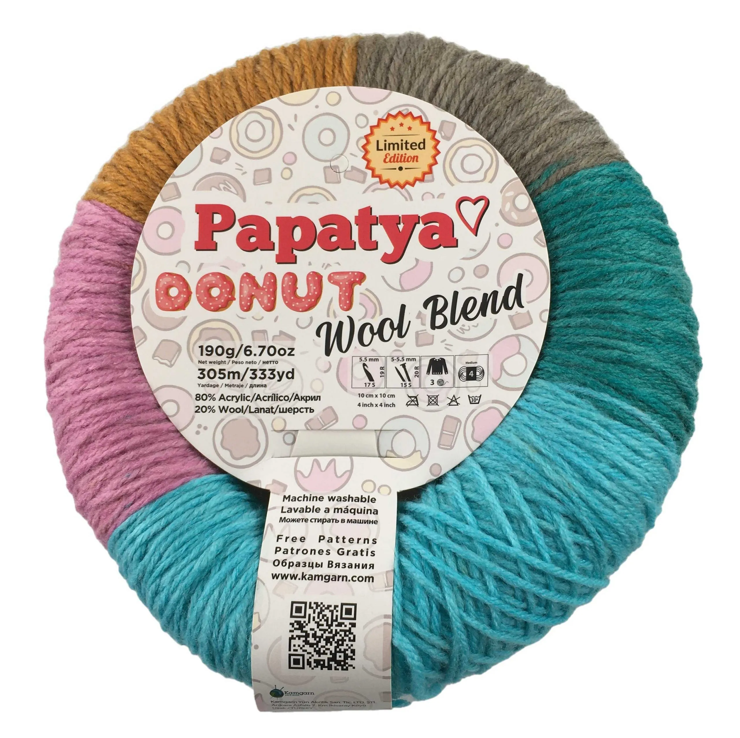 ACRY.YARNS:190Gx4PC(760GRM) (PAPATYA/DONUT-WOOL B) - 1008