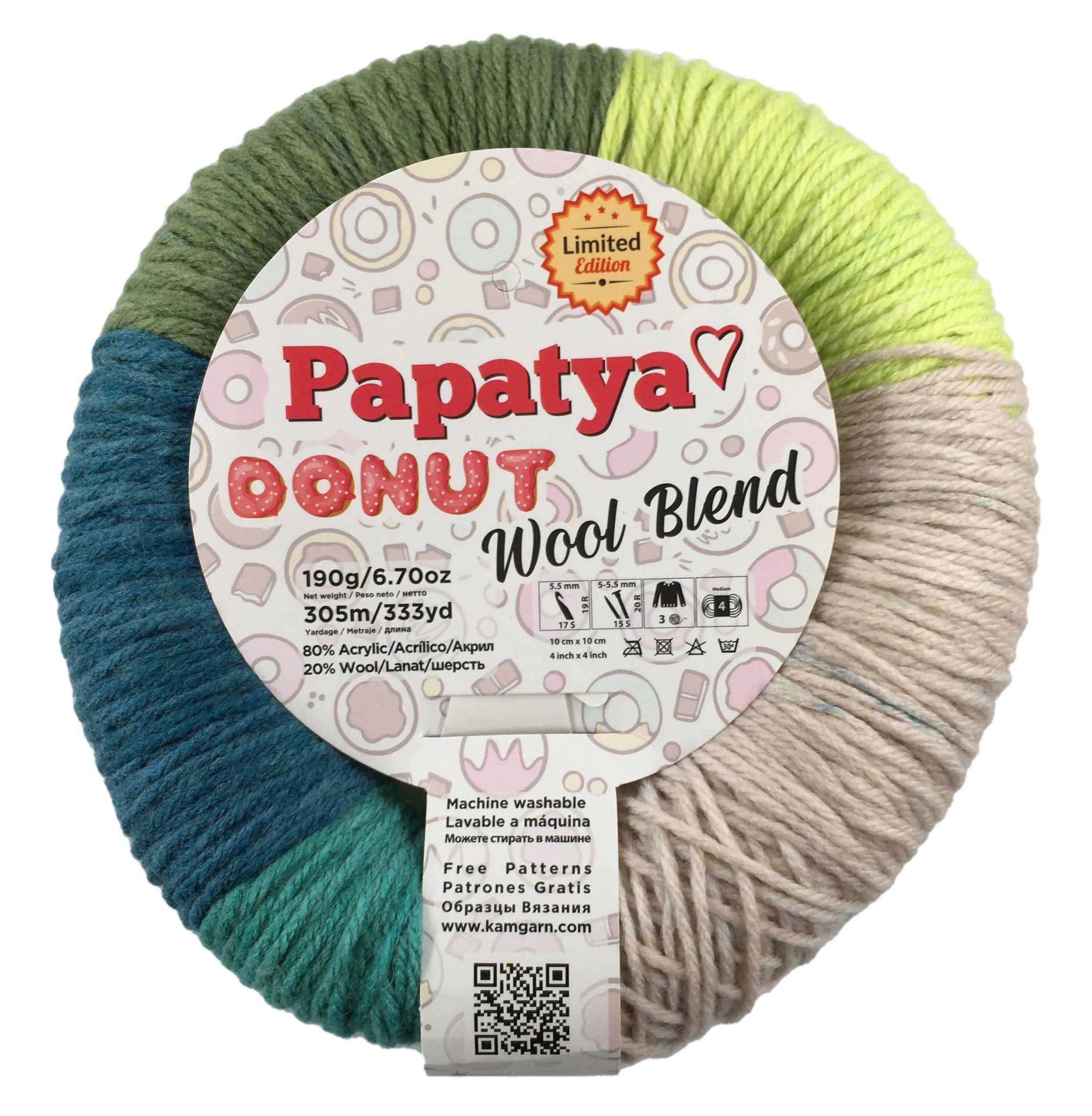 ACRY.YARNS:190Gx4PC(760GRM) (PAPATYA/DONUT-WOOL B) - 1005