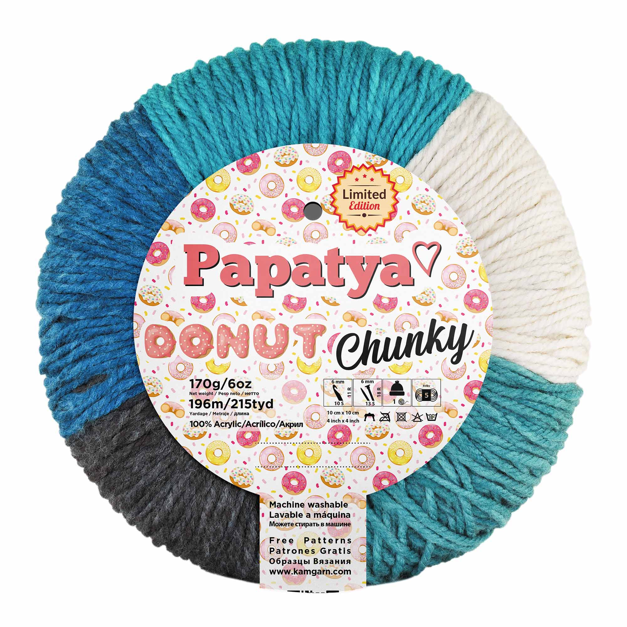 ACRY.YARNS:170Gx3PC(510GRM) (PAPATYA/DONUT-CHUNKY) - 3