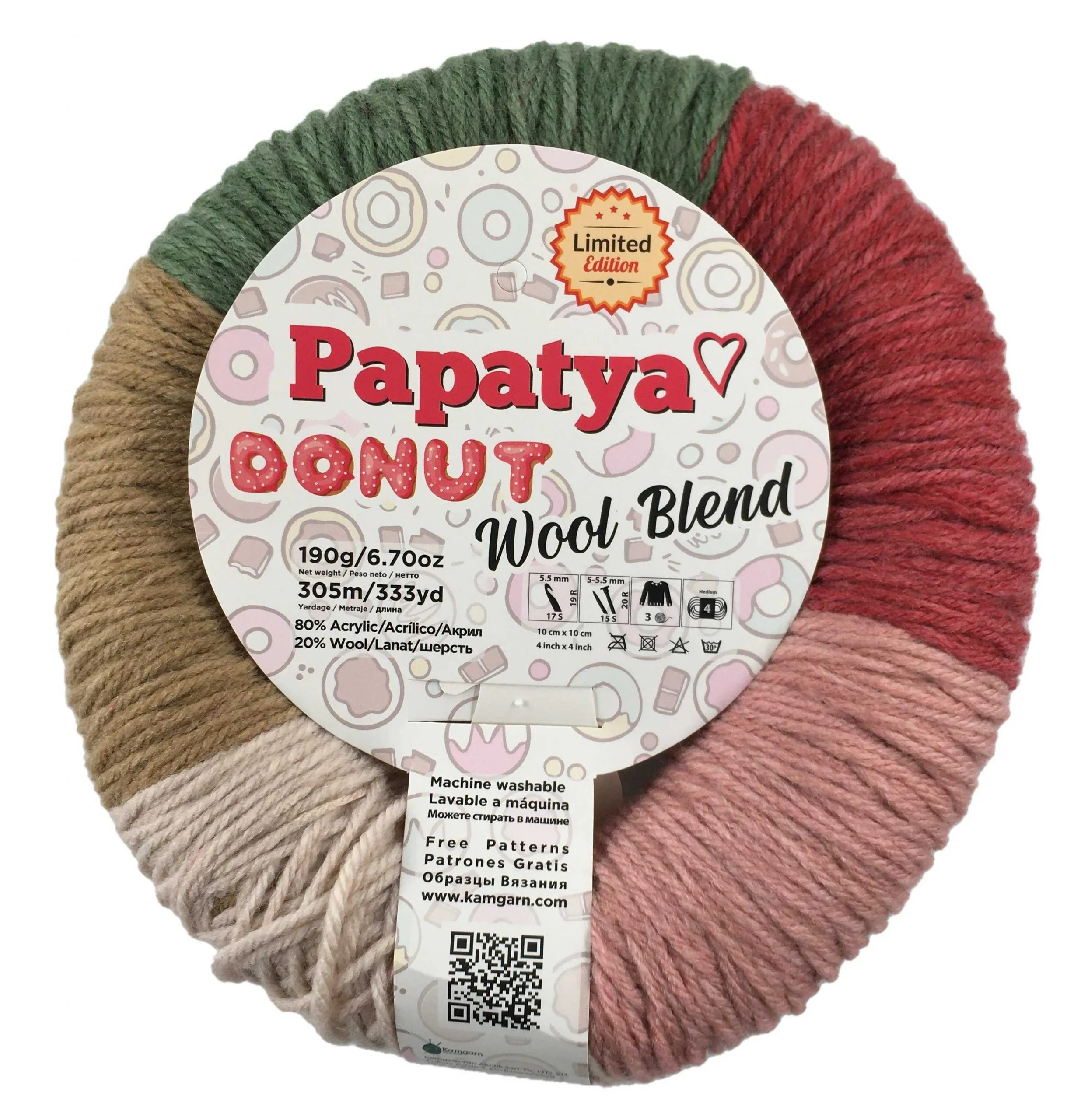 ACRY.YARNS:190Gx4PC(760GRM) (PAPATYA/DONUT-WOOL B) - 1002