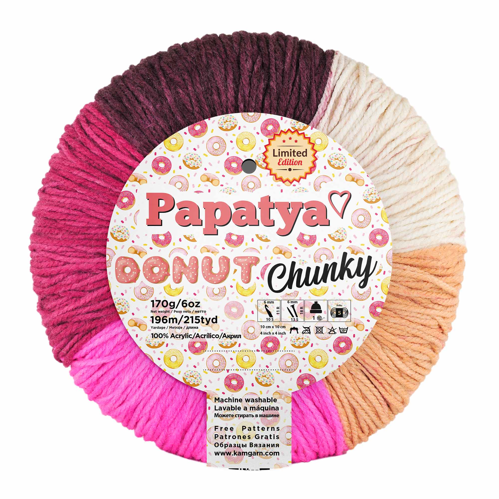 ACRY.YARNS:170Gx3PC(510GRM) (PAPATYA/DONUT-CHUNKY) - 8