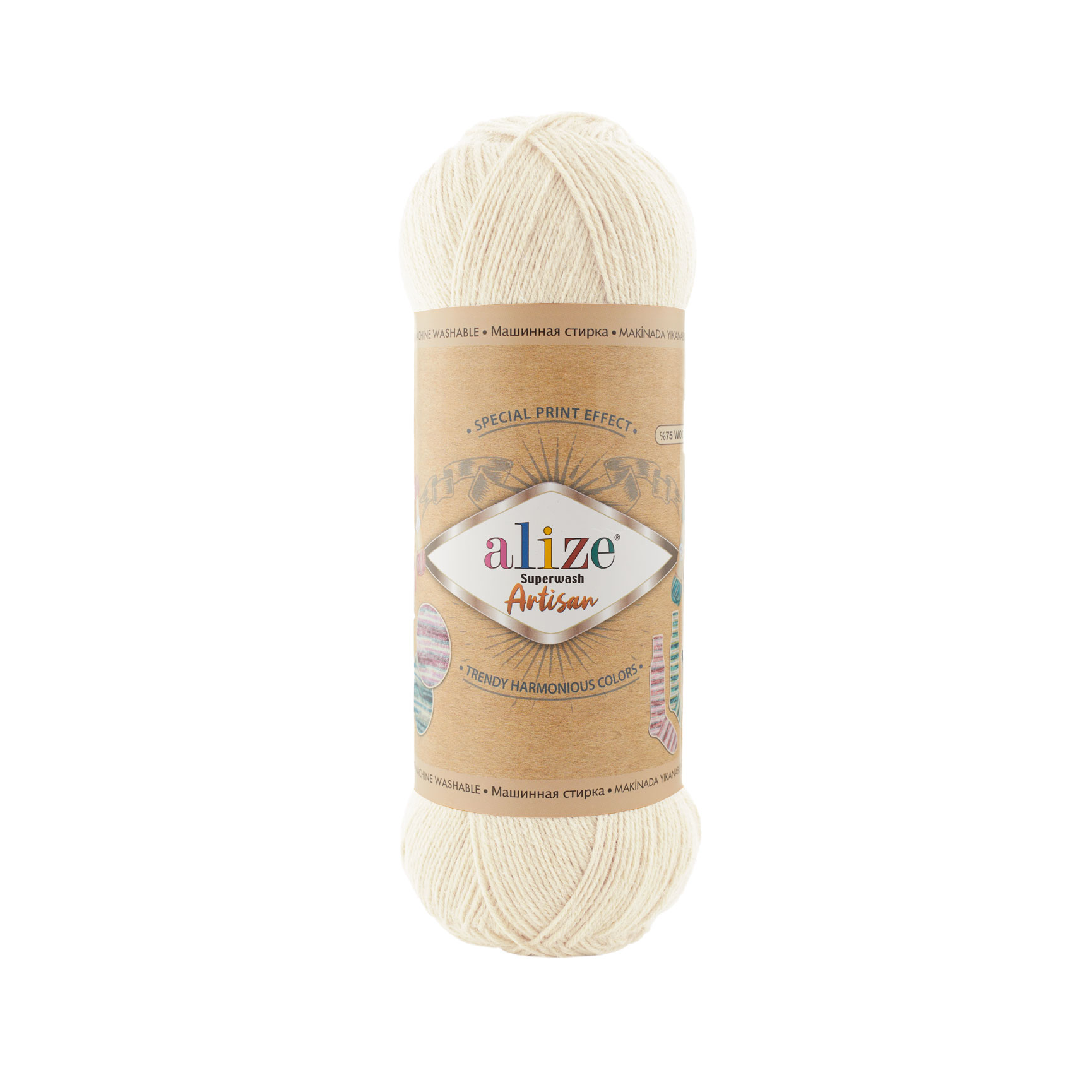 SW WOOL/POLY YARN:100Gx5(500GR) (ALIZE/S.WASH ARTISAN) - 1