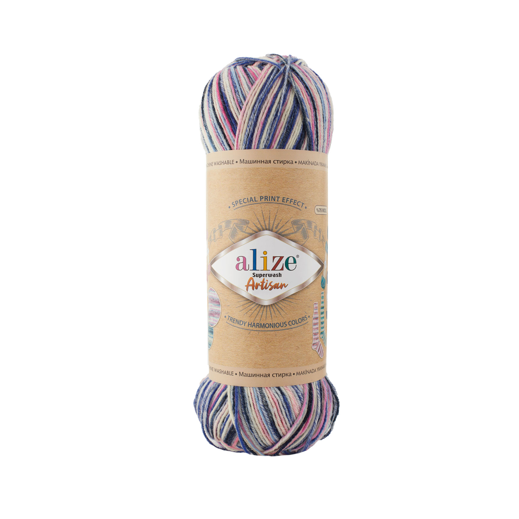 SW WOOL/POLY YARN:100Gx5(500GR) (ALIZE/S.WASH ARTISAN) - 9004