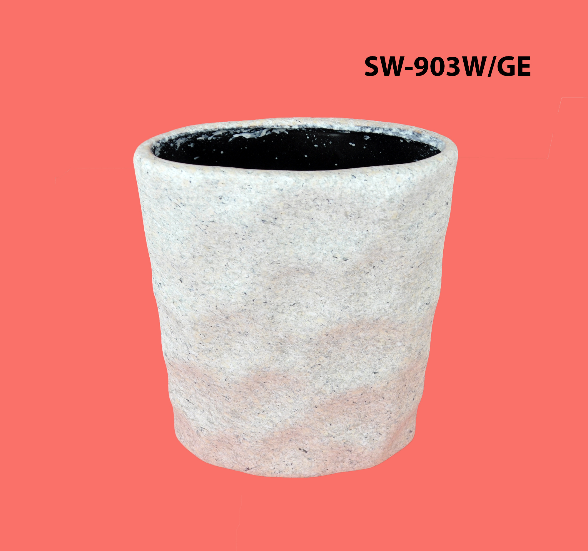 CERAMIC VASE:17*7*24CM (SW-903L) - WHITE/GREY