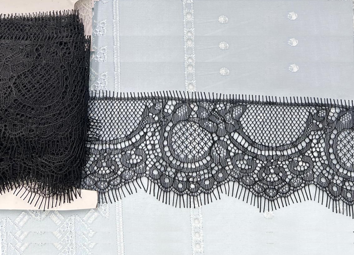 RASCHEL LACE:3YD*5PC (15YD:6CM) (B1229) - Black