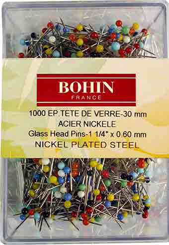 GLASS HEAD PIN,ASTD COL,150PCS (BOHIN/26599)