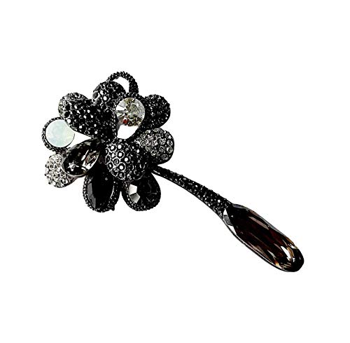 Brooch, Rhodium Plated Metal with Cubic Zircon (B2742) JET