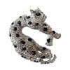 Brooch, Rhodium Plated Metal with Cubic Zircon (B3161) SILVER/JET