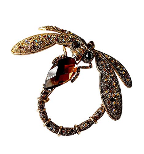 Brooch, Rhodium Plated Metal with Cubic Zircon (B5384) Gold/Multi