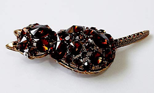Brooch, Rhodium Plated Metal with Cubic Zircon (B5791) smoked topaz
