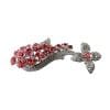 Brooch, Rhodium Plated Metal with Cubic Zircon (B6184) Silver/Lt pink