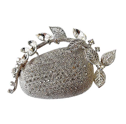 Brooch, Rhodium Plated Metal with Cubic Zircon (B6874) silver