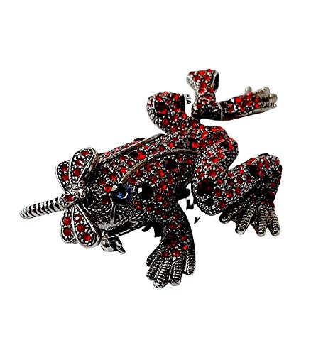 Brooch, Rhodium Plated Metal with Cubic Zircon(B2370) Jet/Siam Color