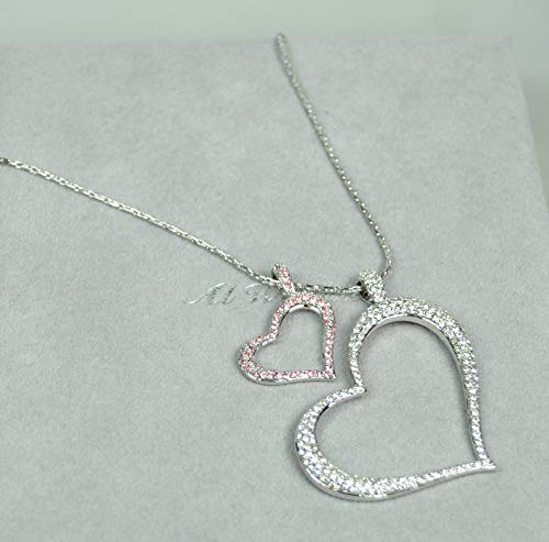 CHARTAGE NECKLACE. Rhodium Plated Metal with Cubic Zircon Stone. (N58563) Silver/Light Pink