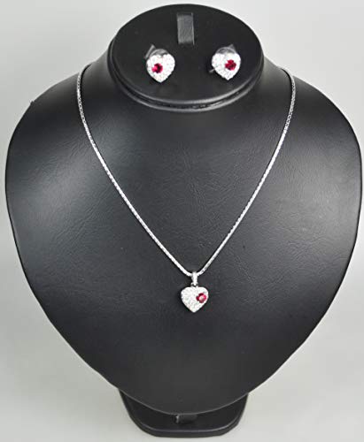 CHARTAGE NECKLACE SET BELGIAN DESIGN. RHODIUM PLATED METAL WITH CUBIC ZIRCON STONE. (ST64047) SILVER/FUSCHIA