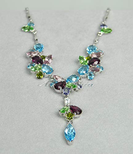 CHARTAGE NECKLACE SET BELGIAN DESIGN. RHODIUM PLATED METAL WITH CUBIC ZIRCON STONE (ST67338) SILVER/MULTY COLOR