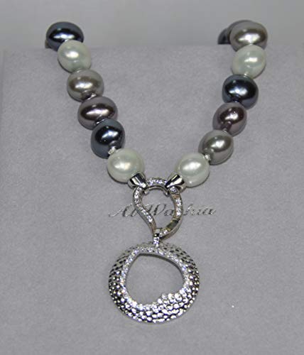 CHARTAGE NECKLACE SET BELGIAN DESIGN RHODIUM PLATED METAL WITH CUBIC ZIRCON STONE/PEARL.(ST10302) SILVER/MULTY COLOR