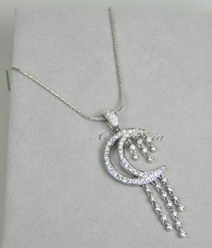 CHARTAGE NECKLACE SET BELGIAN DESIGN RHODIUM PLATED METAL WITH CUBIC ZIRCON STONE.(ST74007) SILVER