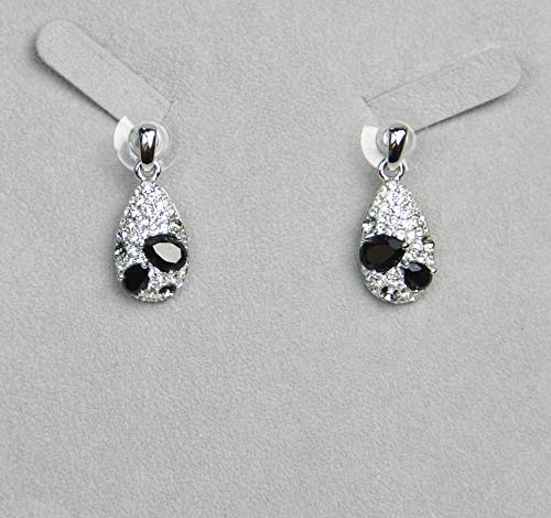 CHARTAGE NECKLACE SET WITH EARRING. BELGIAN DESIGN. Rhodium Plated Metal with Cubic Zircon Stone. (ST72080) Silver/Black…