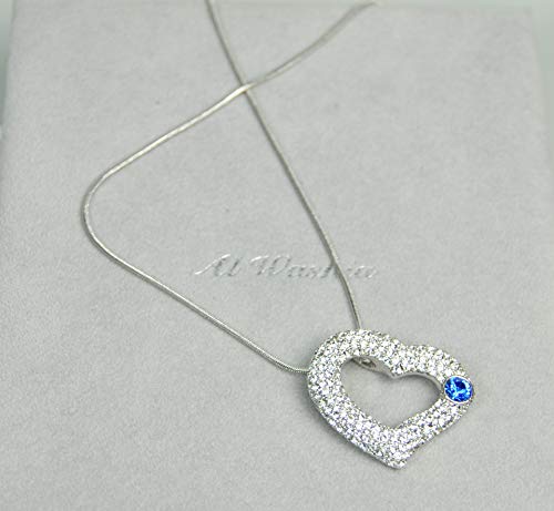 CHARTAGE NECKLACE SET WITH EARRING. BELGIAN DESIGN. Rhodium Plated Metal with cubic Zircon Stone.(ST63144) Silver/Navy…