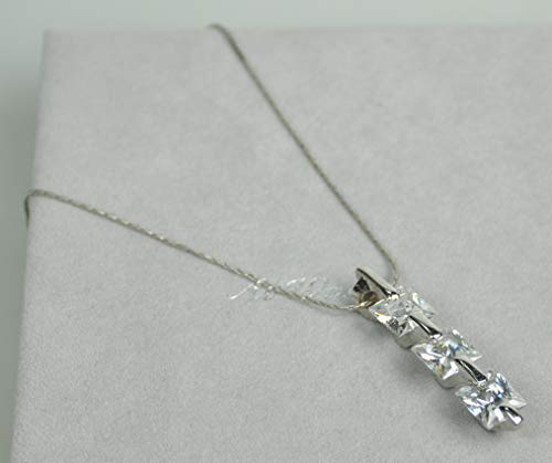 CHARTAGE NECKLACE SET WITH SWAROVSKI STONE. Belgian Design. Rhodium Plated Metal with Cubic Zircon Stone (DSF99) Silver