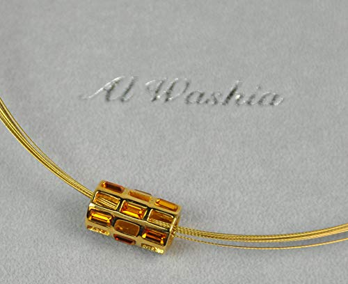 CHARTAGE NECKLACE WITH RODIUM PLATED METAL WITH CUBIC ZIRCON STONE.(N16593) GOLD STRING/LIGHT TOPAZ