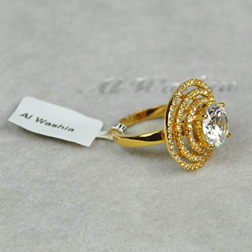 Finger Ring Belgian Design Rhodium Plated Metal With Cubic Zircon (F67479) Gold